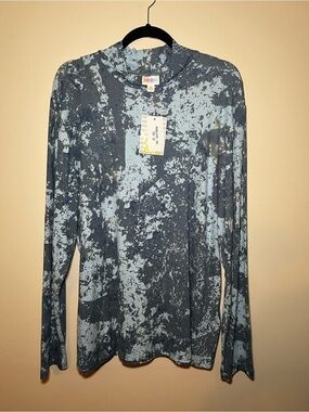 LuLaRoe Penelope Blue Marble Ribbed Long Sleeve Mock Neck